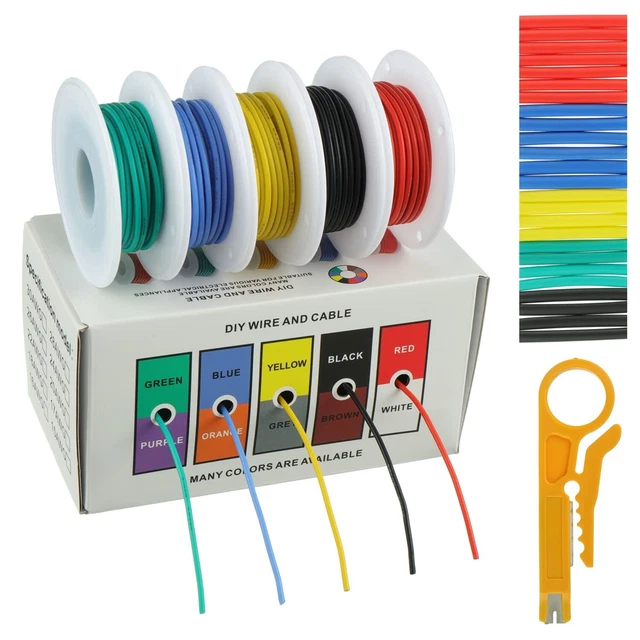 22 AWG Flexible Silicone Wire Electric Wire Hook up Wire Kit 300V Cables with