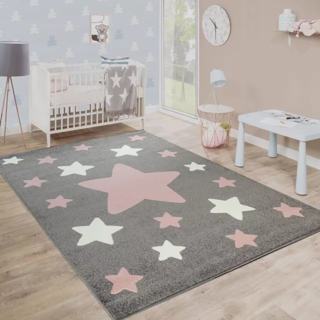 Tappeto Stanza Dei Bambini Tappeto Per Bambini Grandi E Piccole Stelle In Grigio