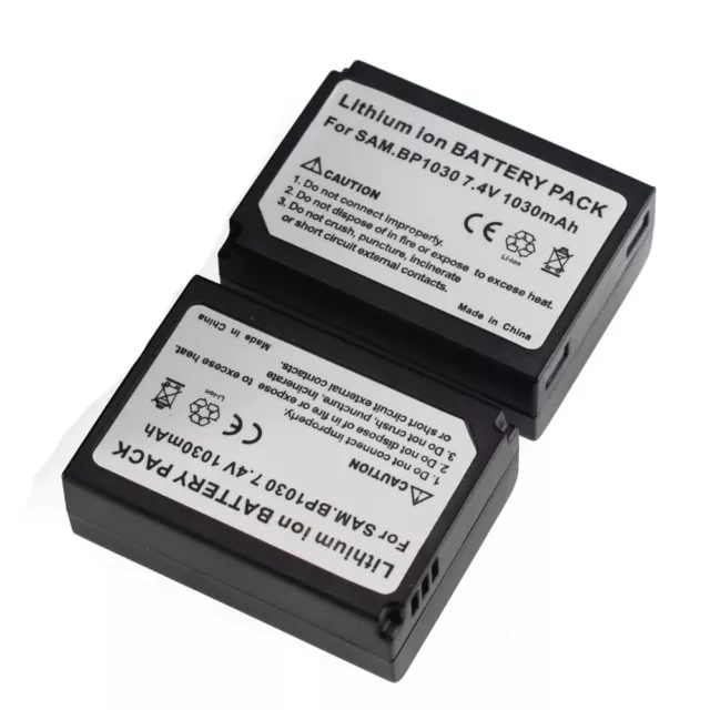 2x Battery 1030mAh for Samsung ED-BP1030 / BP-1030 / ED-BP1130 /BP1130 / BP-1130 3