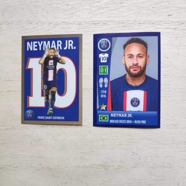 Panini Neymar JR Foot 2022 2023 Ligue 1 PSG Paris Saint Germain 2 stickers