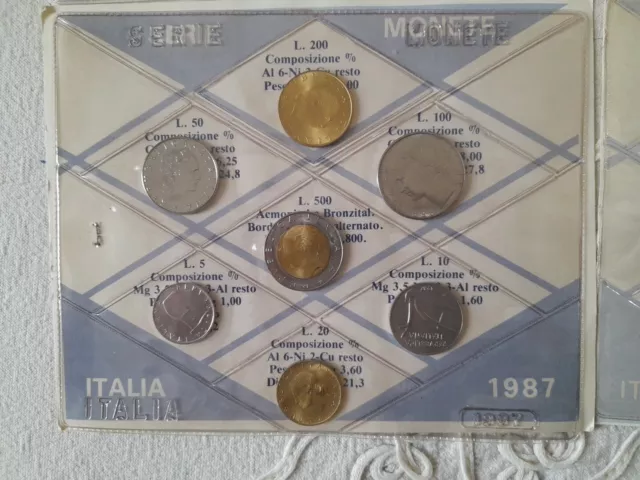 Monete Lire Repubblica Italiana Serie Divisionali 4 Fogli 1987 E 3 X 1989 Fdc 2