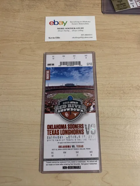 2019 Oklahoma Sooners Texas Longhorns Football Ticket Stub Cotton Bowl Dallas OU