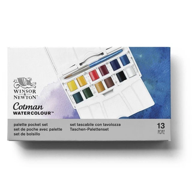 Winsor & Newton Cotman Aquarelle Peinture Palette Poche Boite Ensemble