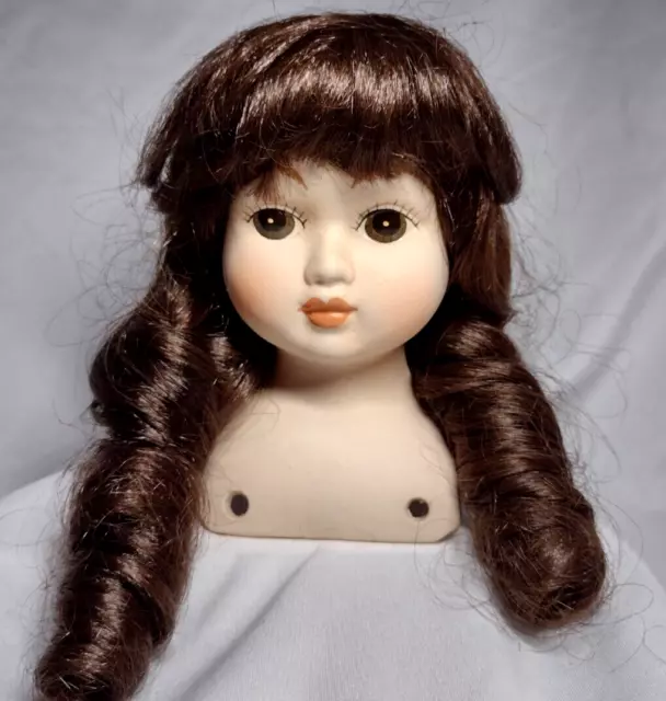 Porcelain Bisque Doll Head Vintage ~ Painted Hazel Green Eyes  ~ For Parts