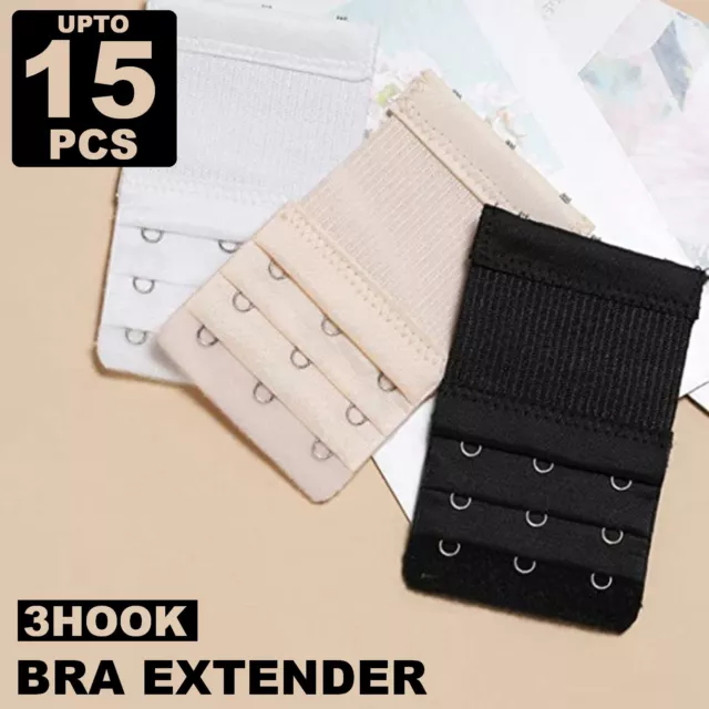 2 3 4 Hooks Bra Extender Elastic Extension Stretching Strap Black Beige White