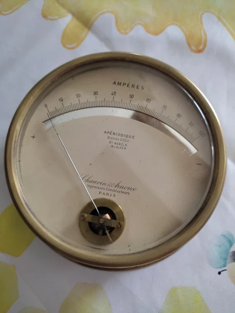 Lampe Ancienne Ampèremètre En Laiton - 1910 - Industriel Vintage