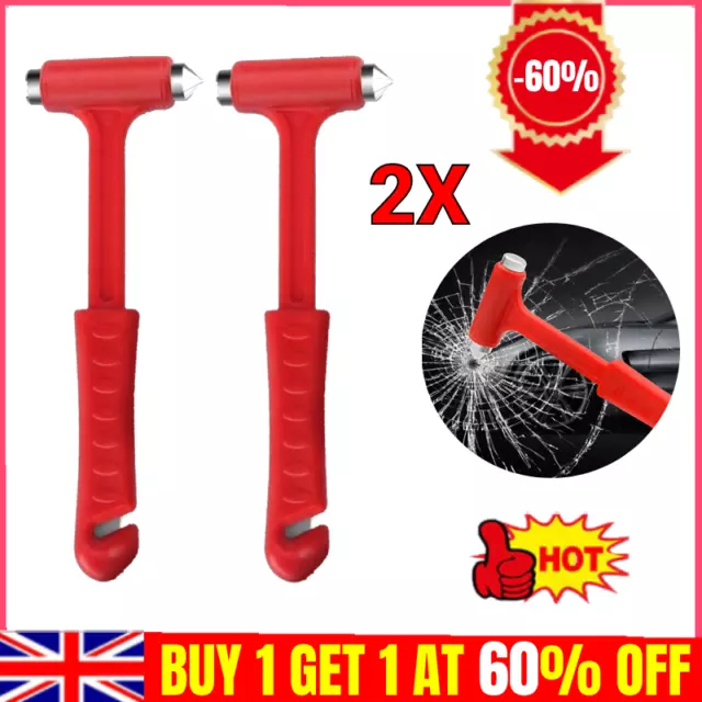 2X Emergency Car Safety Escape Hammer Seat Belt Cutter Tool Window Glass Breaker