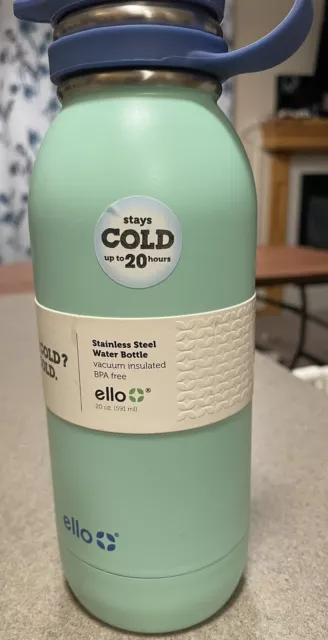 NEW Ello Damen Vacuum Insulated Stainless Steel Water Bottle Teal/Mint 20 fl oz