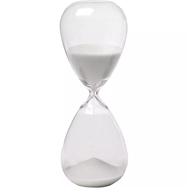 10" Ferdinand 60-Minute Hourglass, White Sand Clear Contemporary