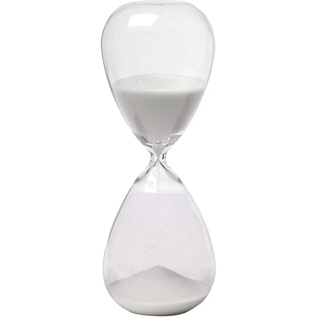 10" Ferdinand 60-Minute Hourglass, White Sand Clear Contemporary