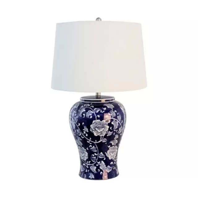 Trellis Blue & White Table Lamp With Shade, Classic / Chinese / Hamptons Style