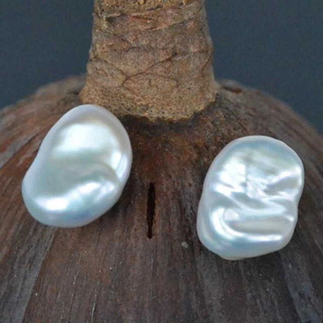 Natural Baroque White Petal Pearl Earrings AAA+ 14K Cultured Holiday gifts