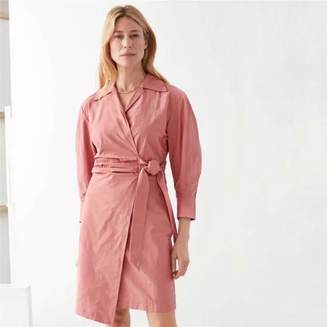 NWT & OTHER STORIES Voluminous Sleeve Wrap Mini Dress in Pink Size 0