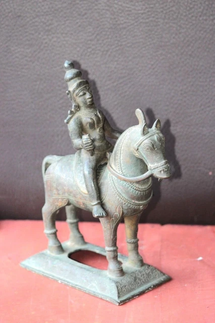 Brass Statue Stallion Horse Riding Figurine Old Vintage Halloween Gifts  H-8
