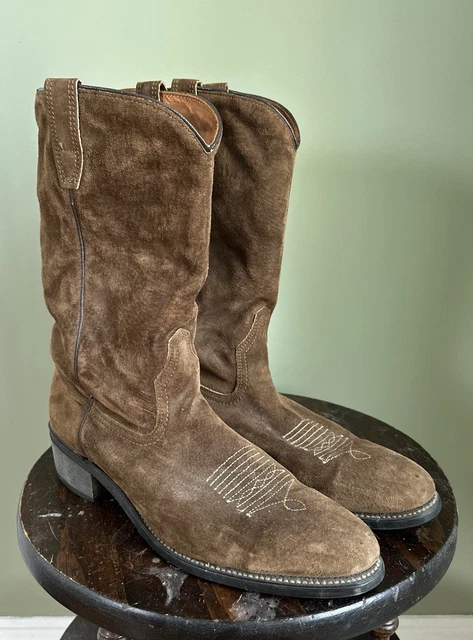 VINTAGE WOLVERINE SUEDE Leather Boots Sz 11.5 D Pigskin Western Cowboy ...