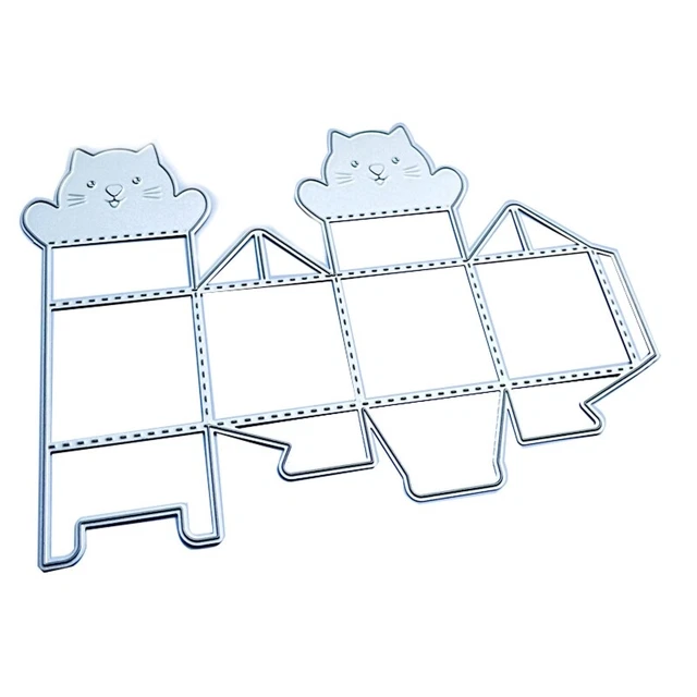 Cute for Cat 3D Candy Gift Box Metal Cutting Dies Stencil DIY Embossing Template