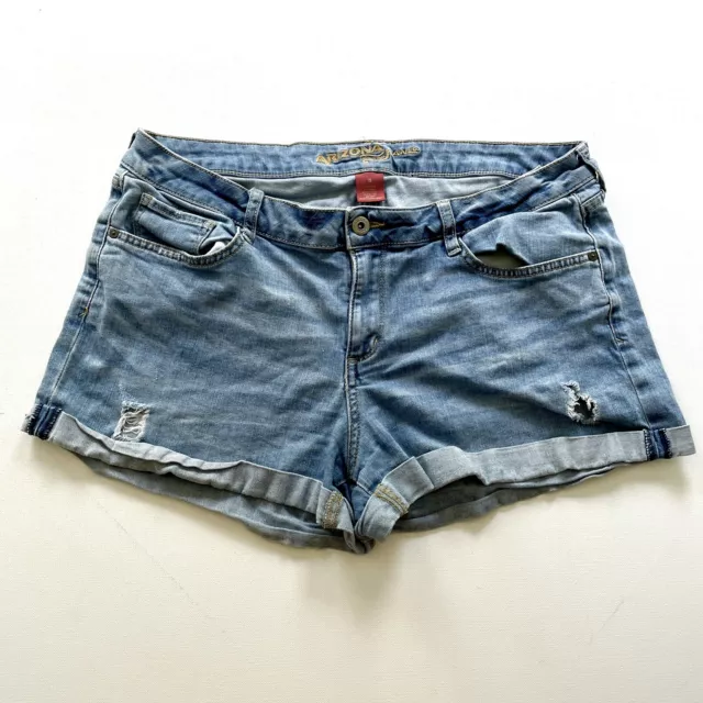 Arizona Jean Co. Denim Shorts, Women's Size 15, Blue Light Wash Distressed