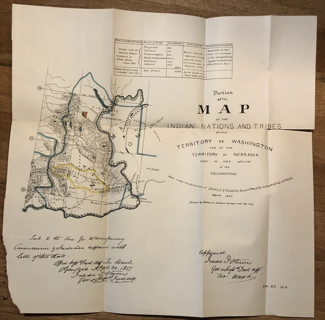MAP OF INDIAN nations and tribes, territory of Washington 1857 £19.65 ...