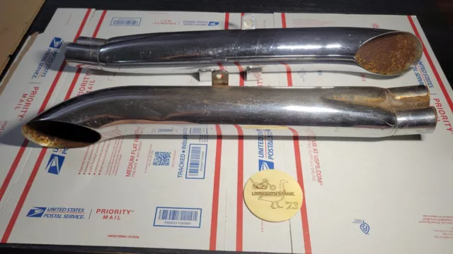 Harley Davidson Chopper Chrome 2 into 1 Mufflers Turnout Exhaust Pipe Tubes 1000