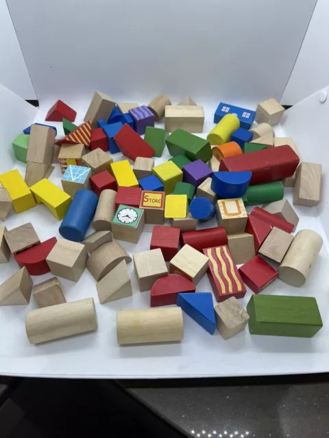 Bulk lot wooden blocks mixed sizes colors kids building toys