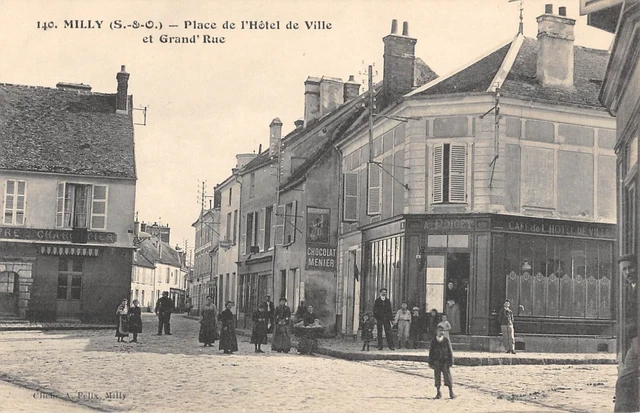Cpa 91 Milly / Place De L'hotel De Ville / Grand Rue