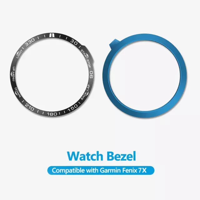 Stainless Steel Bezel Case Cover Bumper Ring (For Fenix 7X Black) #F