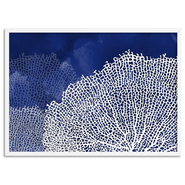 Hamptons Print. Coral Sea Fan Landscape Blue Watercolour. Coastal Art | CSH-01