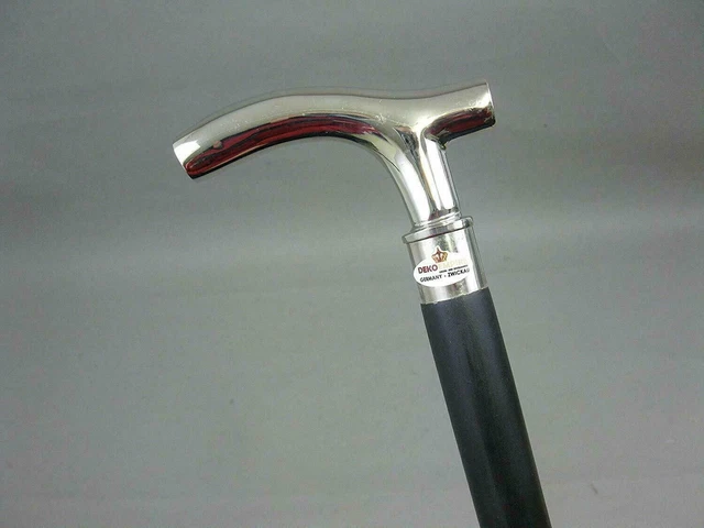 Shinny Silver Brass Head Handle Black Wooden Shaft Walking Stick Cane Solid gift