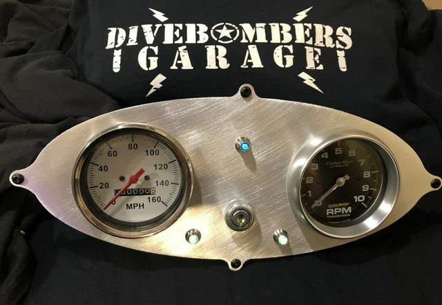 Bomber style Duel 3/38 Gauge Bezel IGN And Led Lights hotrod rat rod 12v