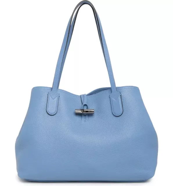 NWT LONGCHAMP Roseau Essential Medium Leather Tote BLUE MIST 2686968 AUTHENTIC