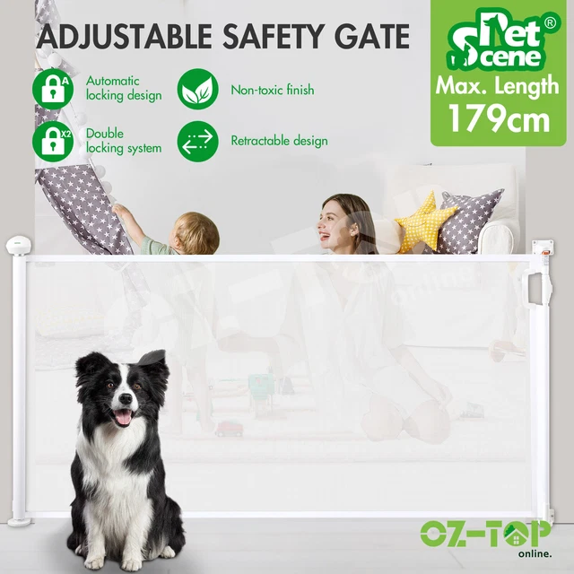 RETRACTABLE BABY PET Safety Gate Fence Dog Enclosure Safe Guard ...