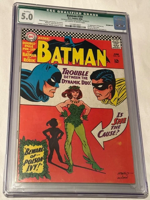 Batman #181 D.C. 1966 CGC Graded 5.0 Qualified *1st Appearance of Poison Ivy*