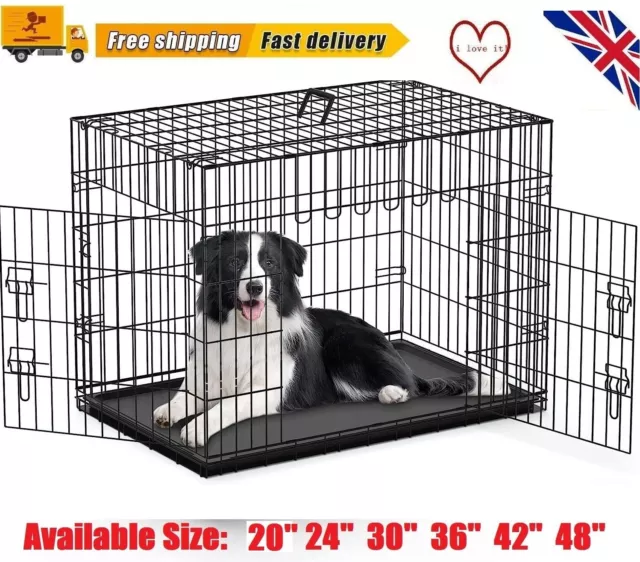 Dog Cage Puppy Training Crate Small Medium Large XL XXL Metal Cages  Pet Carrier