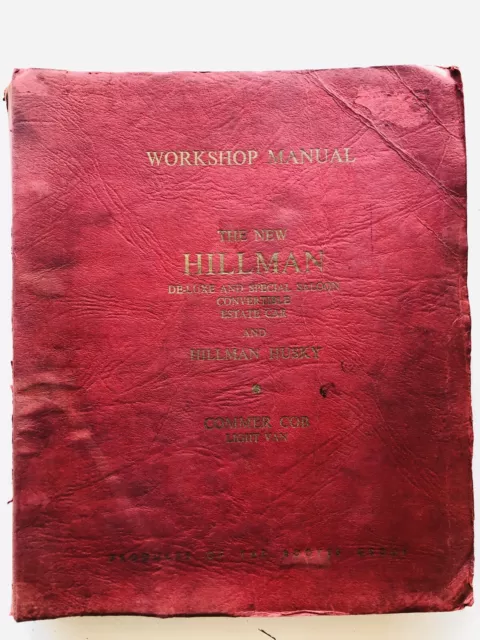 New Hillman Deluxe Special Saloon Husky Commer Cob Van Workshop Manual Minx