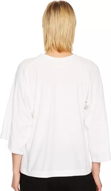 Y's by Yohji Yamamoto 184311 Womens 3/4 Sleeve Cotton T-Shirt White Size 2 2