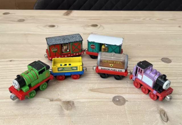Thomas Take and Play Push Along Tanker Box Cars Library Car Rosie & Percy Trains
