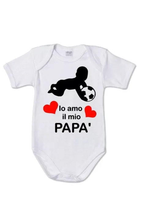 body tuta bimbo neonato Stampa "io amo il mio papà " regalo nascita calcio palla