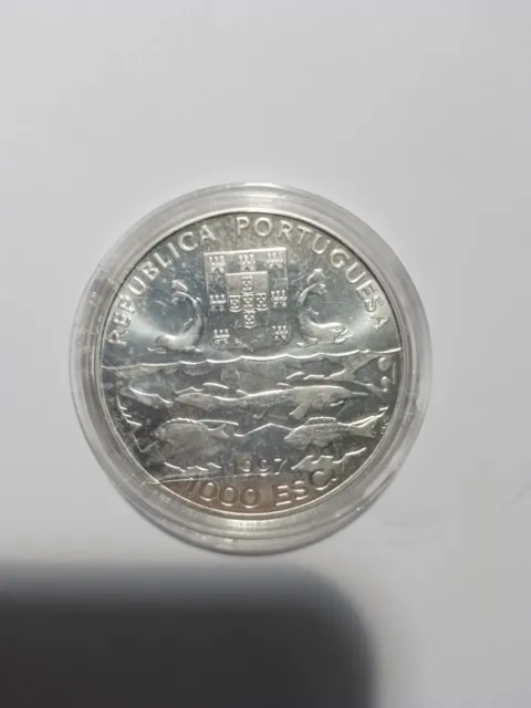 Moneda De Plata De Portugal – 1000 Escudos De 1997 – Muy Buena Conserv – Cápsula