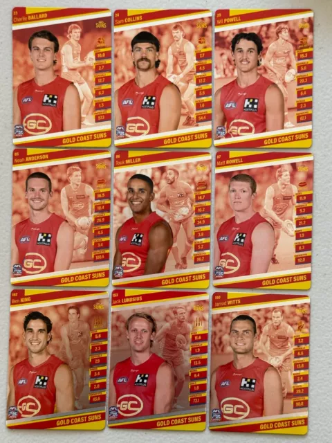 2024 Teamcoach Silver Card Gold Coast team set (9 Cards)