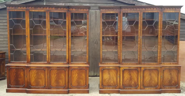 Matching Pair Of Reprodux Bevan Funnell Breakfront Library Bookcases