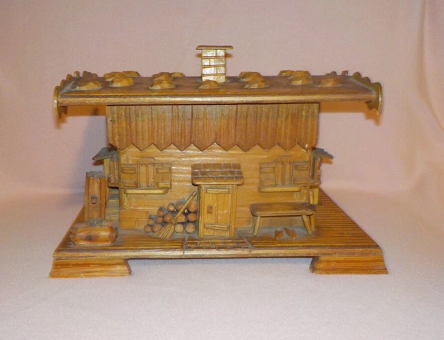++ Vintage -  Nähkasten / Zigarrenkiste  aus Holz - AlpenHütte / Almhütte ++