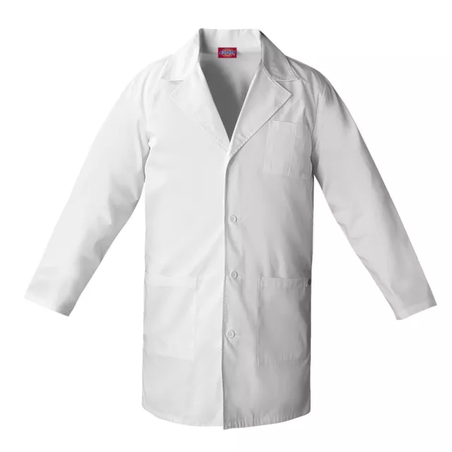Dickies Unisex White Lab Coat 83402 37" Sizes XS to 2XL
