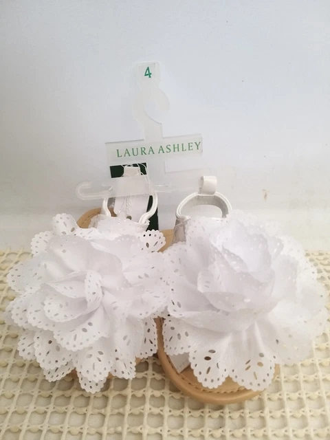 Laura Ashley Girls Sandals, baby/toddler White Flower  UK Infant size 4
