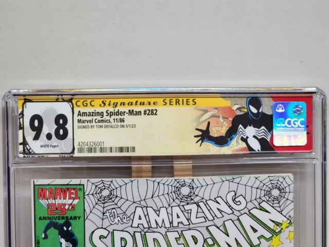 The Amazing Spider-Man Vol 1 #282 CGC 9.8 SS signed By Tom DeFalco Custom Label 3