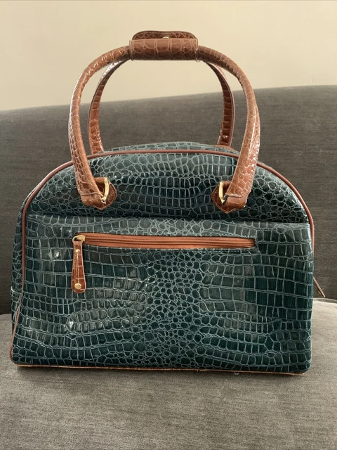 Samantha Brown Travel Bag Weekend Green Carry On Croc Embossed 2