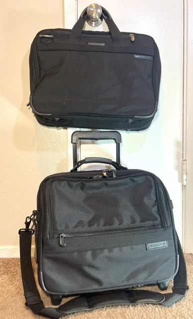 Briggs & Riley 2 Wheel Cabin Bag And Laptop Bag Black Nylon Work Luggage Set