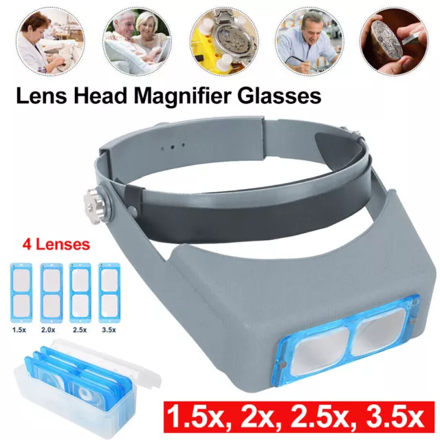 Lens Head Magnifier Glasses Magnifying Visor Glass Headband Lenses  with 4 Lense