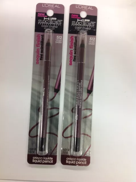 2 X Loreal Hip Studio Secrets Intense Eyeliner #512 Violet Dazzle New