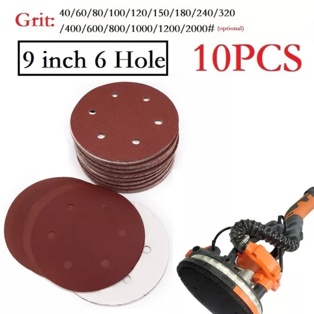 High Speed Sanding Paper for Electric Wall Polisher 9inch 6 Holes 402000 Grit