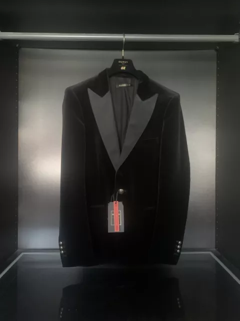 Balmain H&m Black Tuxedo Jacket For Men